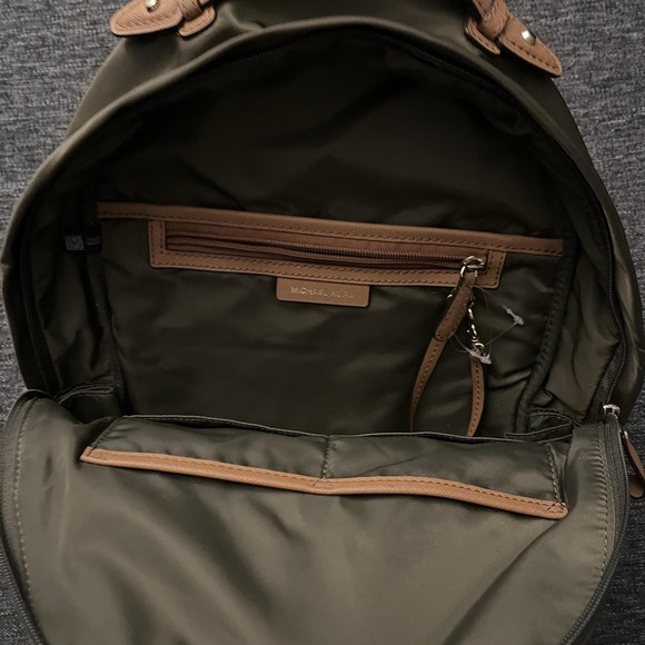 Michael Kors Backpack Womens Medium Green Nylon Leather Zip Pockets 30F7GO2B7C main image 4